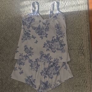 Laura Ashley Blue Floral Pajama Set